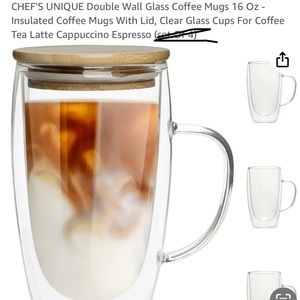 Double walled 16oz coffee mug with bamboo.  (Set of 3)